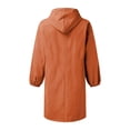 thumbnail image 5 of WTOBBY Women's Solid Color Mid-Length Hooded Rain Jacket for Outdoor Sports, Waterproof Windproof Design for Active Lifestyle,Orange S, 5 of 6
