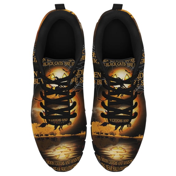 Happy Halloween Witch Running Shoes Sneakers Mesh Black Size 3.5