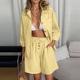 thumbnail image 4 of MAIHAN Women’s 2 Piece Lounge Tracksuit Outfit Sets Summer Loose Fit Long Sleeve Shirt and Elastic Waist Shorts Women 2 Piece Outfits Sets Casual Matching Lounge Sets Two Piece Outfit, 4 of 8