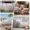 thumbnail image 5 of Spring Floral Outdoor Waterproof Pillow Covers, Botanical Blossom Seasonal Wildflower Decorative Square Throw Pillowcase Sofa Cushion Sham for Patio/Couch/Chair, 18"x18" 2 Pack, 5 of 8