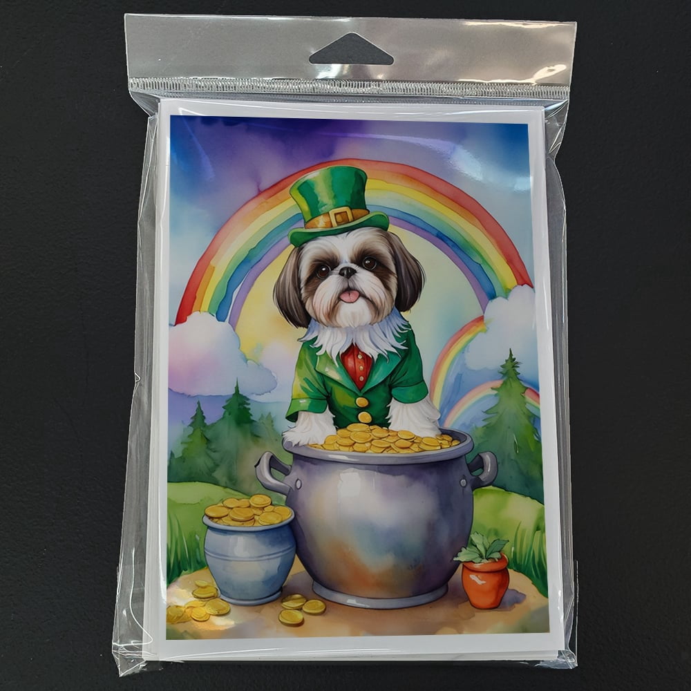 Shih Tzu St Patrick's Day Greeting Cards Pack of 8 7 in x 5 in