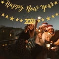thumbnail image 3 of Happy New Year 2024 Flag, Gold Glitter Cheers to 2024 Sign, Shiny Elegant Hanging Decorations for Home or Party, 3 of 6