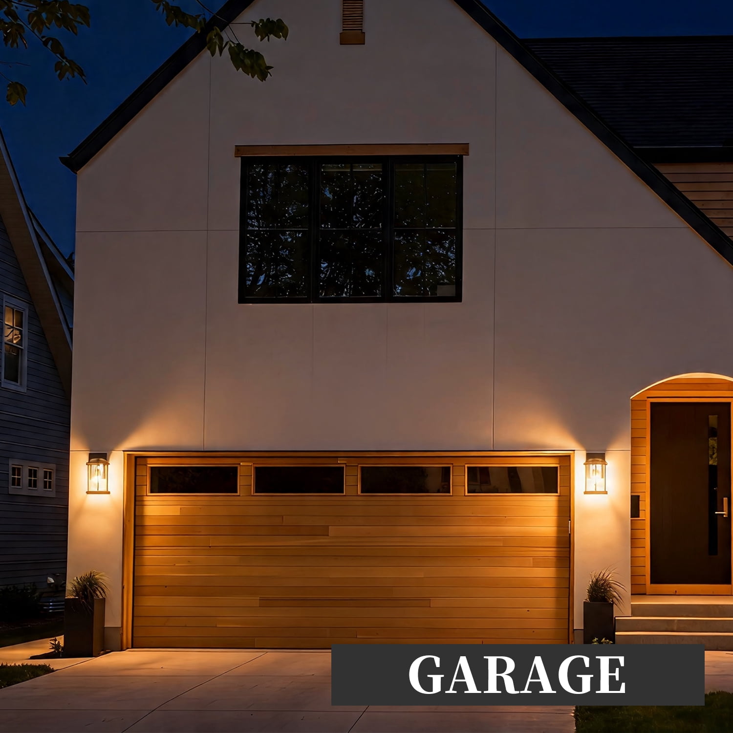 Set of 2 Outdoor Wall Sconces with Seeded Glass and Black Finish, Exterior Porch Lanterns for House and Garage, Black