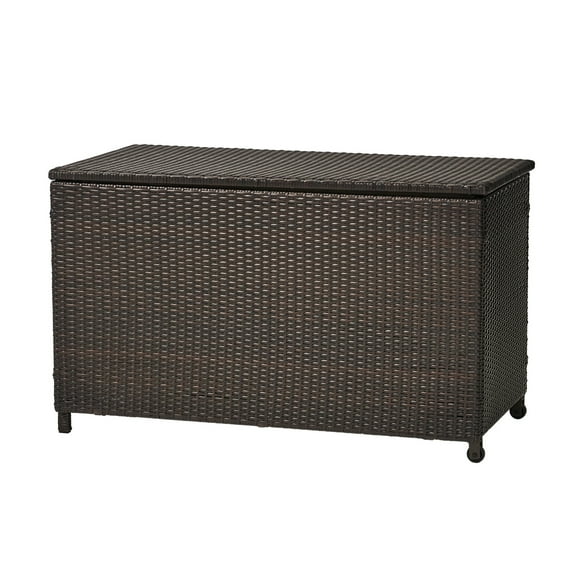 Laki Outdoor Storage Chest, Brown PE Rattan Wicker, Aluminum, 53 Inch