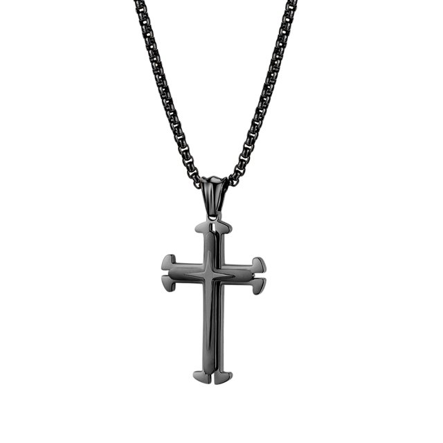 Collar con colgante de cruz negra como regalo para tu novio, viene con una cadena.