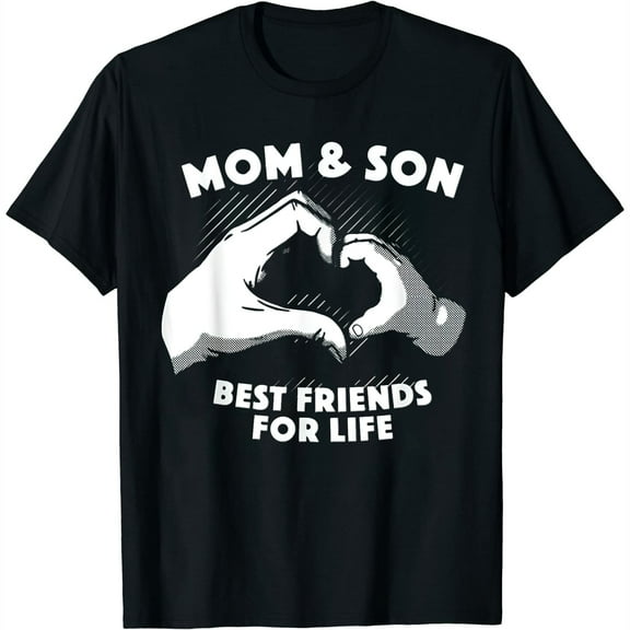 Mom and Son Best Friends for Life Cute Mother T-shirt Women Black