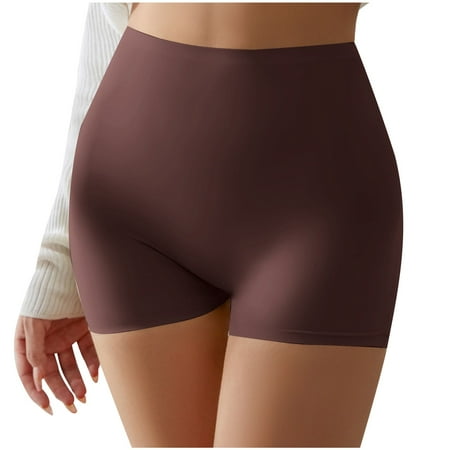 miqiqism Women s Cotton Boxer Soft Briefs Mid Waisted Plus Size Underwear Boyshorts No Roll Breathable Panties Trendy Comfy Panty Brown X-Large