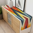 thumbnail image 6 of Abstract Geometric Table Runner 13x48 inch National Style Vintage Blue Stripe Cotton Linen Dining Table Runner Ideal for Dresser Kitchen Coffee Tables - Machine Washable, 6 of 9