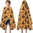 thumbnail image 3 of Orange Witch Hat Halloween Pattern Hooded Bath Towel，60"x35" for Ages 3 To 12 Kids, Quick Dry Lightweight Soft Microfiber Hood Beach Towel Cover Up for Kids, 3 of 7