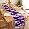 thumbnail image 3 of Purple Striped Ombre Table Runner - 72 Inch Long, Kitchen Dining Table Runner Dresser Scarves, Modern Purple Moire Geometric Farmhouse Decor for Coffee Tables Wedding Party Banquet, 3 of 8