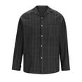 thumbnail image 3 of Wyobmus Mens Button Down Shirts Oversized Long Sleeve Casual Plaid Flannel Shirt Turndown Collar Preppy Blouse Gray, 3 of 8