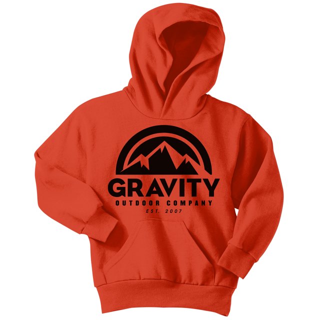 Sudadera con capucha para jóvenes Gravity Outdoor Co. - Logotipo negro - Naranja - Grande Gravity Outdoor Co. Chaqueta