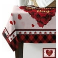thumbnail image 3 of Valentine Tablecloth Rectangle/Oval Rose Love Heart Red and Black Buffalo Plaid Table Cloth Outdoor Waterproof Tablecloths for Party Indoor Table Cover for Kitchen Home Decoration 60x84in, 3 of 6