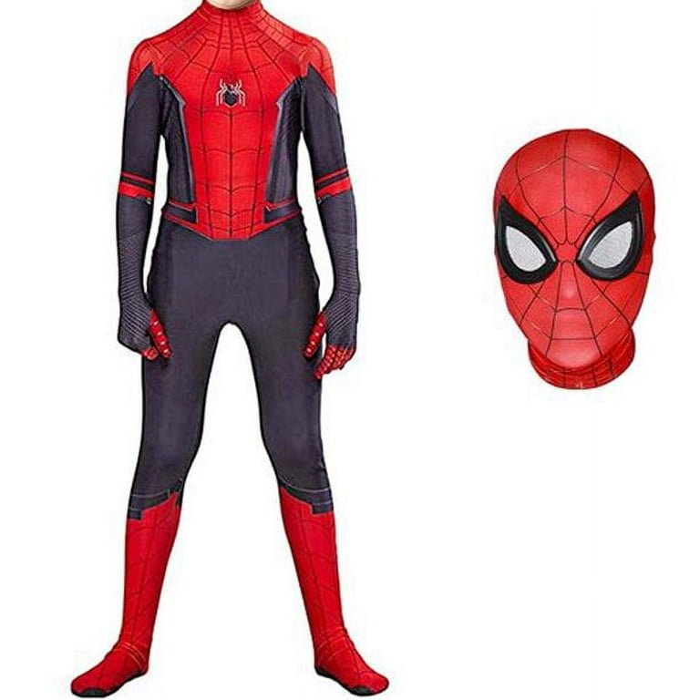 Superhero Costume Bodysuit for Kids Halloween Cosplay Jumpsuit 3D  Style(Spiderman)