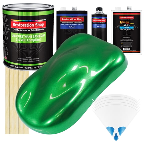 Firemist Green Low VOC SLOW 1 Gallon Auto Paint Kit URETHANE BASECOAT Clearcoat