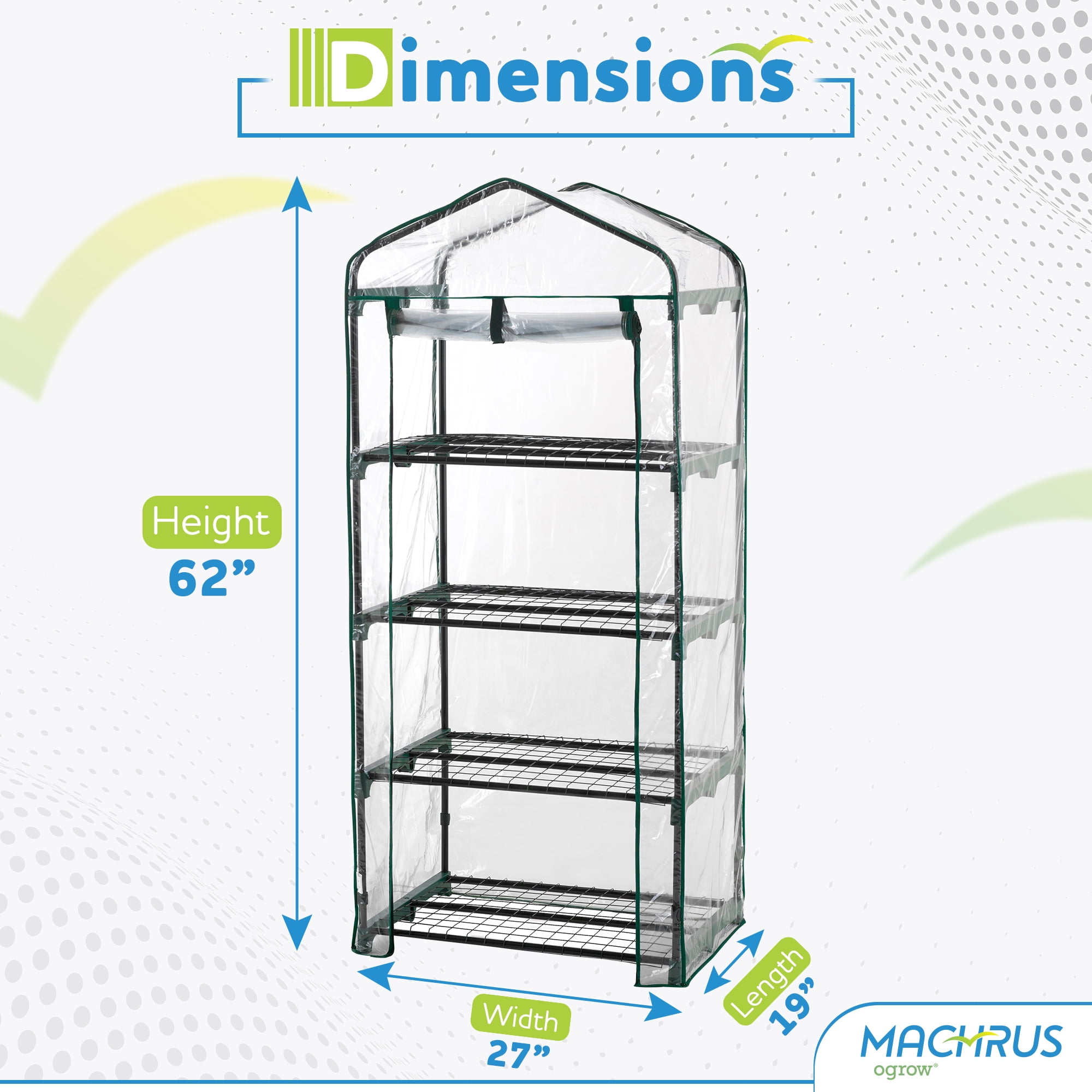 Machrus Ogrow Ultra-Deluxe 4 Tier Portable Greenhouse - Ideal for Indoor Mini Greenhouse & Outdoor Gardening