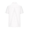thumbnail image 5 of CaComMARK PI Womens Short Sleeve Cotton Linen Button Down Up Shirt Collared V Neck Fashion Solid Loose Tops Shirts Blouses Dress for Women Western Wear clearance items for women, 5 of 6
