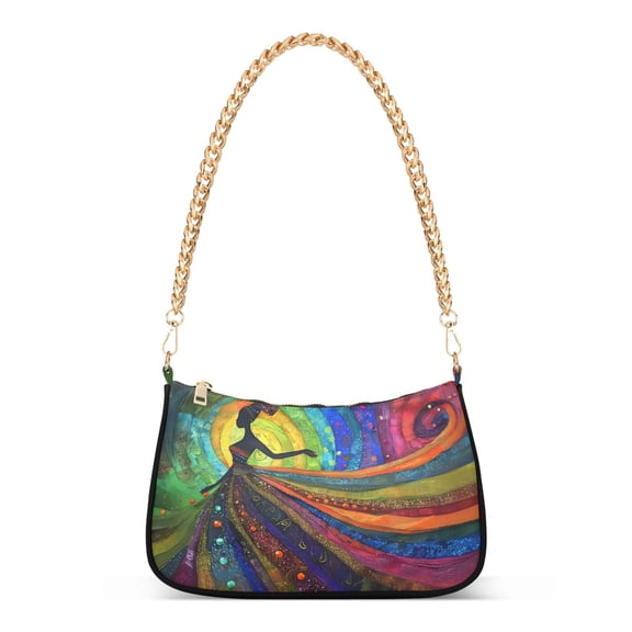 Woman in Rainbow-like Dress Women's Tote Bag Detachable Strap Chain Bag Lightweight Shoulder Purse