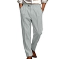 thumbnail image 2 of LODIENY Casual Dress Pants for Men Pleated Old Money Straight Leg Baggy Suit Slacks Fall Relaxed Fit Slacks Work Trousers with Pockets Gray M, 2 of 6