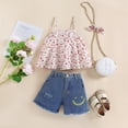 thumbnail image 2 of LAPAKIDS Baby Infant Girls Sleeveless Floral Tops Denim Shorts Outfits Set Summer Clothes 2-3 T, 2 of 7