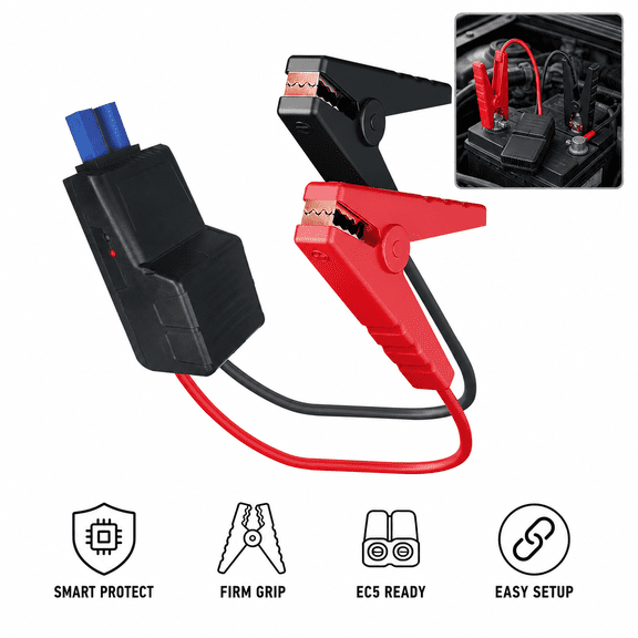 PERFECTREE Heavy Duty Smart Jumper Cable Clamps, Anti-Reverse Protection for 12V Car Battery Jump Starter