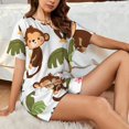 thumbnail image 4 of "Wukai Monkeys Swinging from Palms Women's Pajama Set - Short-Sleeve Top and Shorts with Elastic Waistband and Pockets for Loungewear, Yoga, and Casual Wear-X-Large, 4 of 6