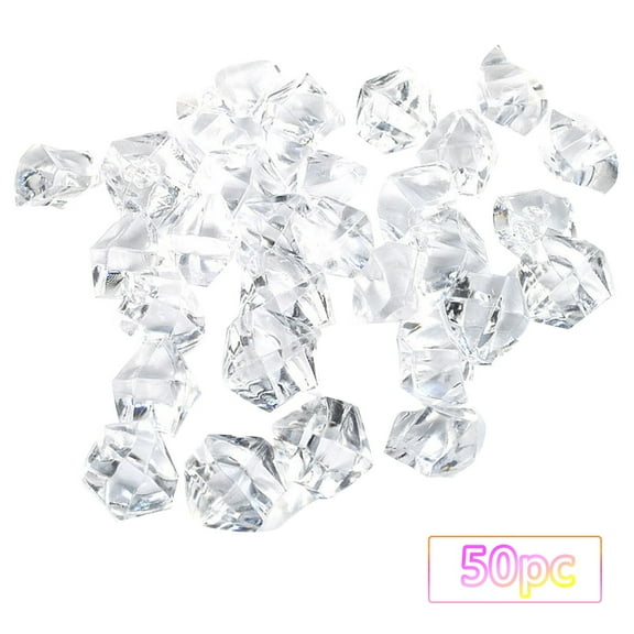 Garden Decorative Stones,Fake Crystals 50PCS Acrylic Gems Clear Ice Rocks Plastic Diamonds Vase Rocks Centerpiece For Vase Fillers Party Table Scatter Wedding Display