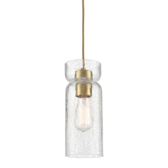 Claxy Gold Pendant Light with Cylinder Cracked Glass Shade