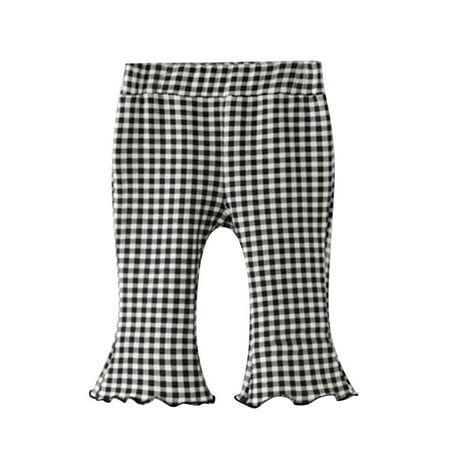 

Dr.Eam Infant Flared Children Kids Toddler Infant Newborn Baby Girls Ribbed Solid Ribbed Plaid Ruffled Pants Trousers Leggings Outfits Clothes Bottom Casual Relaxed Y2K Streetwear White 12 M-18 M