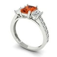 thumbnail image 2 of 1.88 ct Emerald Cut Simulated Red Diamond Three-Stone Engagement Ring for Women in 18K White Gold, 2 of 5