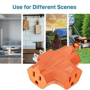 K KASONIC 3 Way Plug Adapter, Heavy-Duty Grounded Power Tap, 15Amp 125V Tap Adapter Plug, Orange (3 pack)