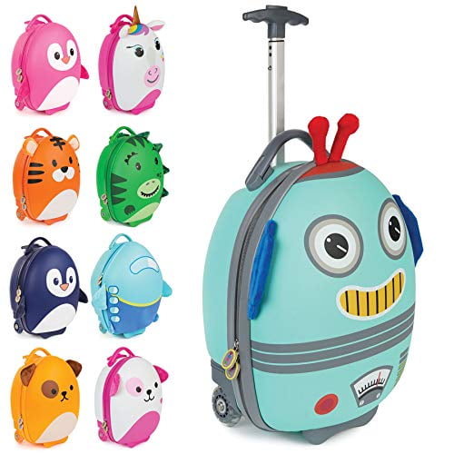 Boppi Tiny Trekker Valise pour Enfants Bagage de Voyage Bagage Cabine Sac de Vacances à Tirer Chariot Léger à Roulettes Fourre-Tout 17 Litres Valise à Main - Robot