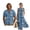 Blue Palm Tree Ship Boat House, variant on Tropical Hibiscus Palm Leaves Print Cotton Linen Matching Couple Outfits Sleeveless Summer Dresses for Women with Pocket Button Down Shirts for Men Matchings Set Couple Clothes, Size L