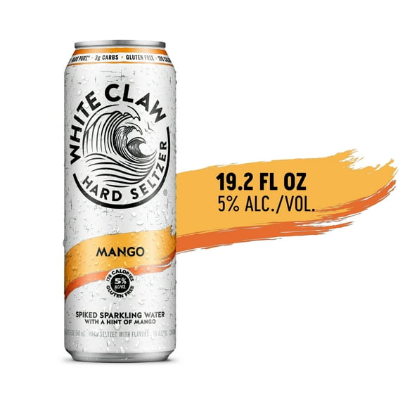 White Claw Hard Seltzer Mango, 19.2 fl oz Can, 5% ABV
