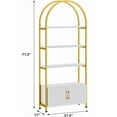 thumbnail image 3 of Acekid Arched Bookshelf, 4-Tier Tall Bookcase with Doors Storage, 71.5" Freestanding Shelving Unit, Sturdy Metal Frame, White & Gold Frame, 3 of 6