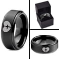 thumbnail image 4 of Tungsten Religious Cross Heart Love Band Ring 8mm Men Women Comfort Fit Black Step Bevel Edge Brushed Polished, 4 of 4