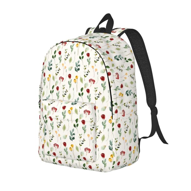 Disketp Mini Wildflower Watercolor Mochila de Lona Estampada, Mochila Escolar de Viaje Ligera para Estudiantes y Portátil-Medium
