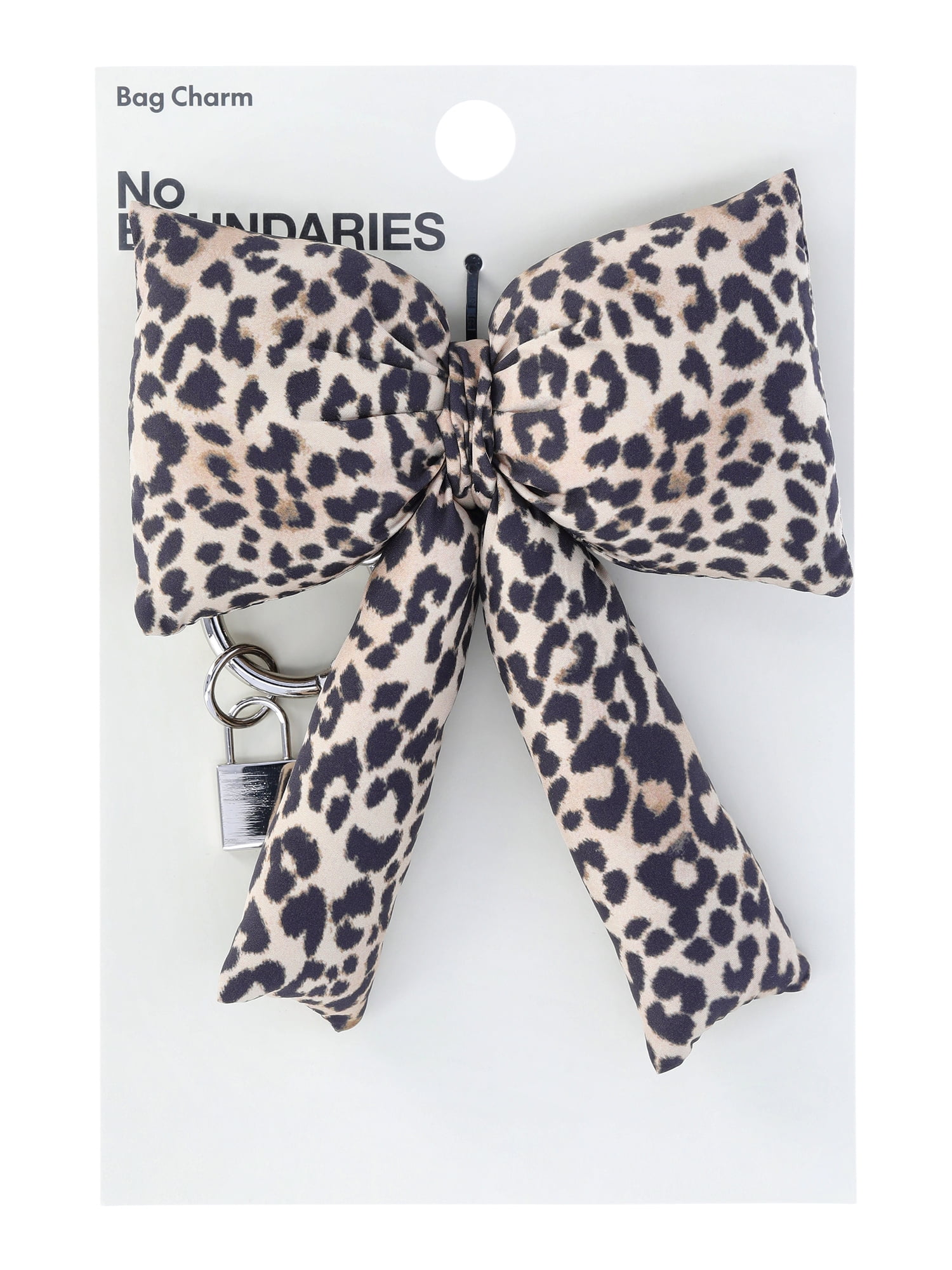 No Boundaries Women's Bag Charm, Leopard Puffer Bow