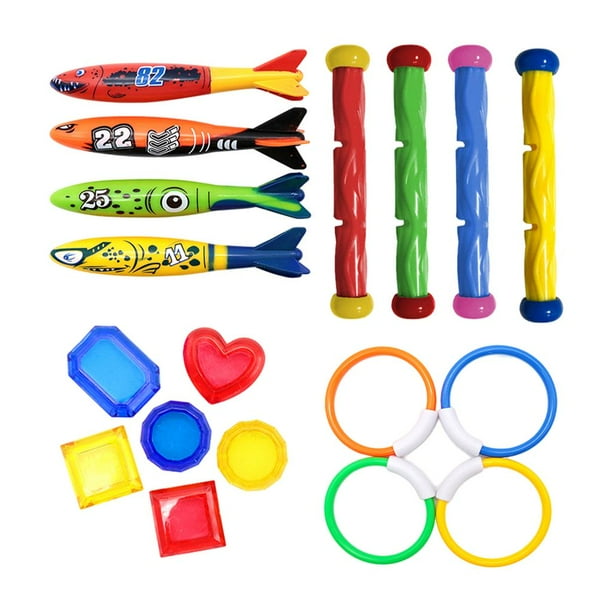 Juguetes de buceo acuático, juego de juguetes de piscina para fiestas, regalos, anillos de buceo para piscina 18 piezas
