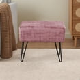 thumbnail image 7 of Home Soft Things Textured Velvet Ottoman Stool Chair, Upholstered Footrest with Black Metal Legs, Withered Rose, 19" x 13" x 17", 7 of 7