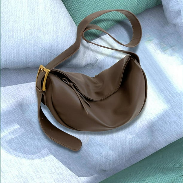 Business Dumpling Bun Purse Gran capacidad Correa Bolsas para las axilas Vacaciones Lady Girls PU Bolso de hombro de cuero Bolso Cross Body Marrón Soledad Monedero de hombro
