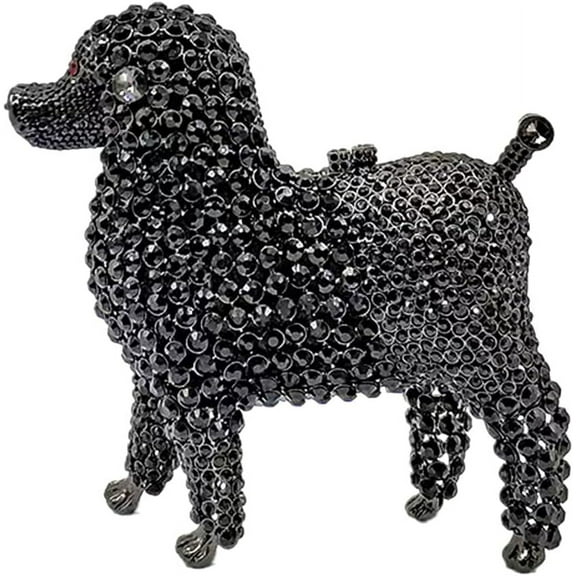Baguery Luxury Poodle Rhinestone Clutch Purse for Women, Sparkling Crystal Evening Bag Wedding Party Phone-Friendly Animal Purse