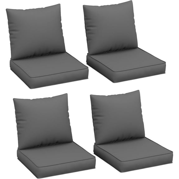 MRUAKA Outdoor Cushions for Patio Furniture, 4'' Replacement Cushions for Outdoor Furniture, Set of 4 Water-Resistant Outdoor Sectional Cushions for Sofa Couch Chair (Grey)