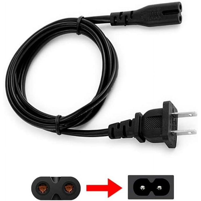 LORDTRONICS 5ft 2 Prong Figure 8 Power Cord for TV PS4 PS5 Monitor