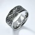 thumbnail image 2 of QQTDFG Mens Women Stainless Steel Tree of Life Ring Norse Viking Knot Symbol Wedding-Silver-9, 2 of 8