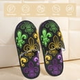 thumbnail image 2 of Balery Mardi Gras1 Pantuflas de Casa de Felpa Silenciosas con Diseño Estampado, Zapatillas Cómodas Antideslizantes de Algodón para Interior-Large, 2 of 8