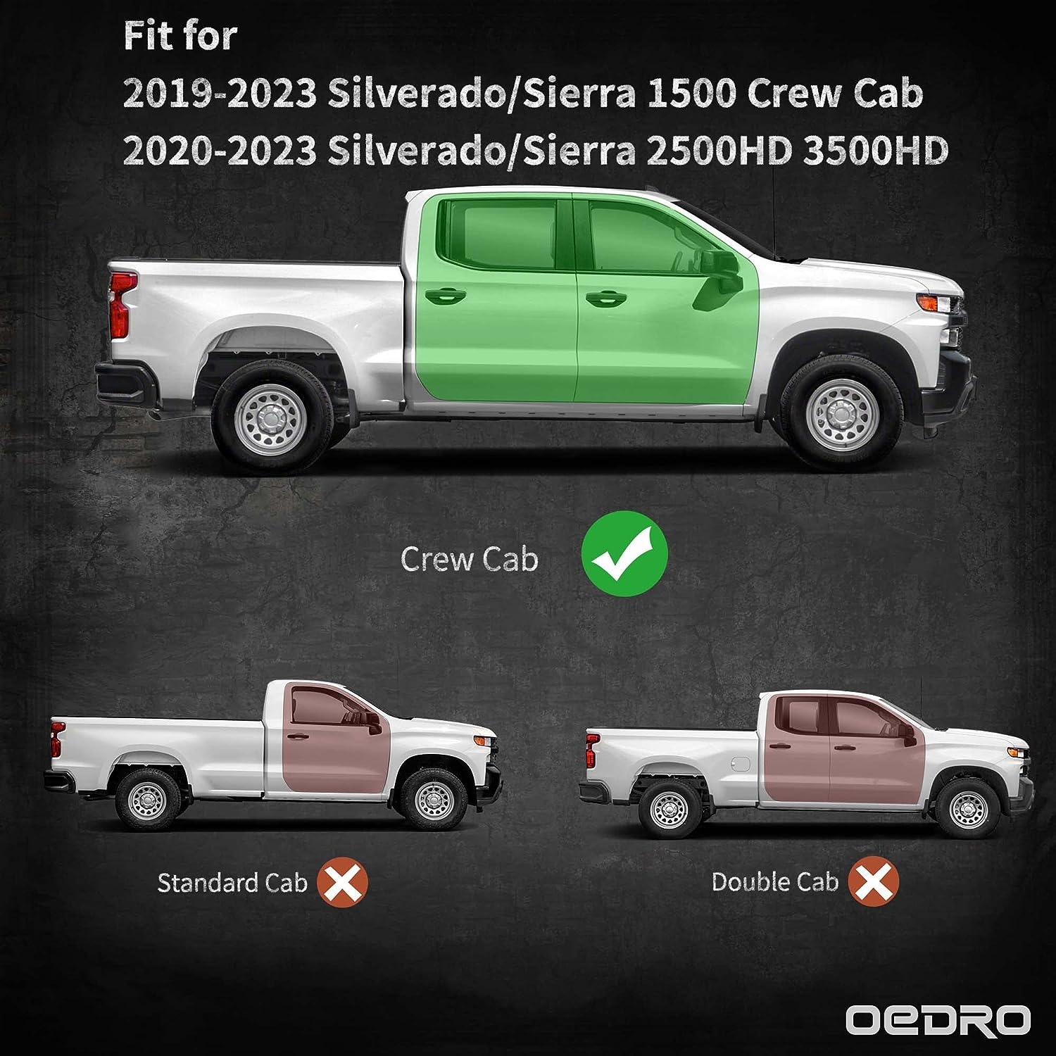 RVNI Running Boards for 2019-2023 2024 Silverado/Sierra 1500 Crew Cab Side Nerf Bar