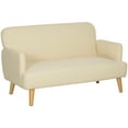 thumbnail image 1 of HOMCOM 2 Seater Sofa Couch with 8.3" Thick Padding and Wood Legs, Cream, 1 of 10