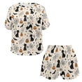 thumbnail image 4 of Jeiento Halloween Pajamas for Women Crewneck Lounge Wear Two Piece Lingerie Sleepwear Short Sleeve Pajamas Set with Pocket Black Cats Cobweb Womens Matching Lounge Set, Size L, 4 of 7