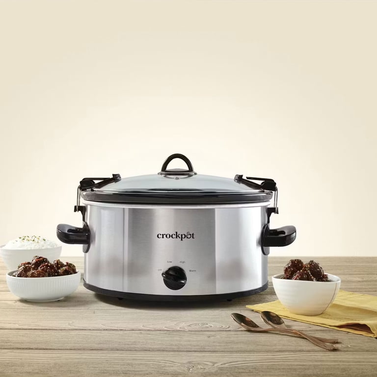 Crock Pot 6 Quart Cook and Carry Slow Cooker, Silver Stainless